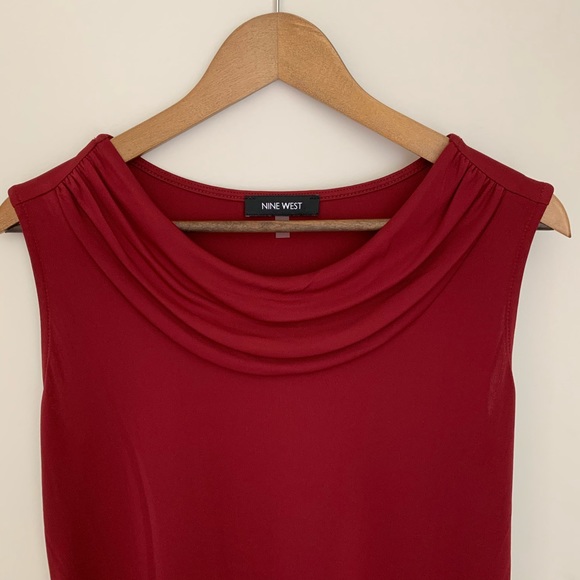 Nine West Deep Red Cowl Neck Sleeveless Top - Picture 4 of 5